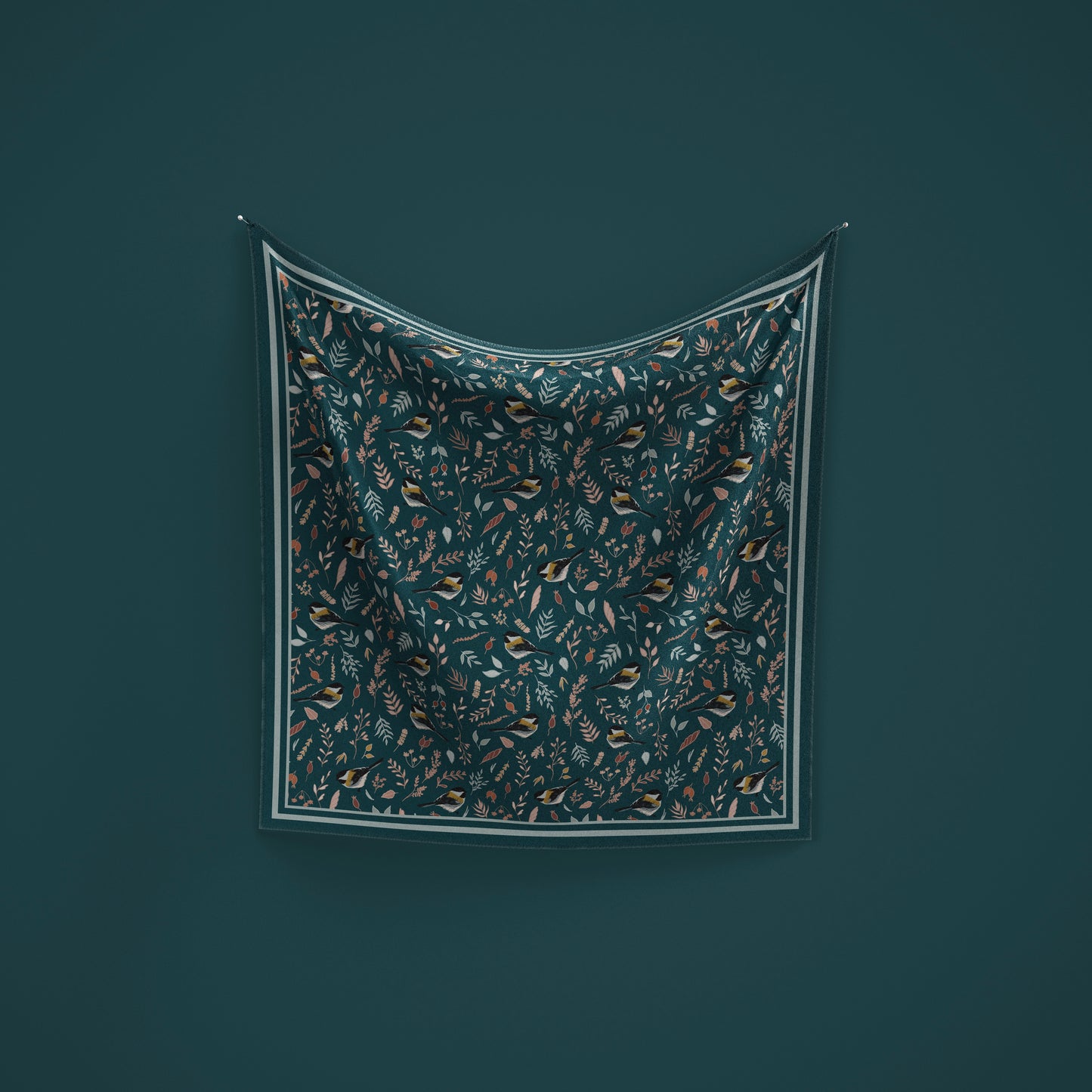 Dark Teal Chickadee Scarf